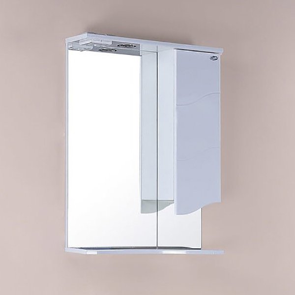 Шкаф-зеркало Оника Лайн 48.01, правый, с подсветкой, цвет белый