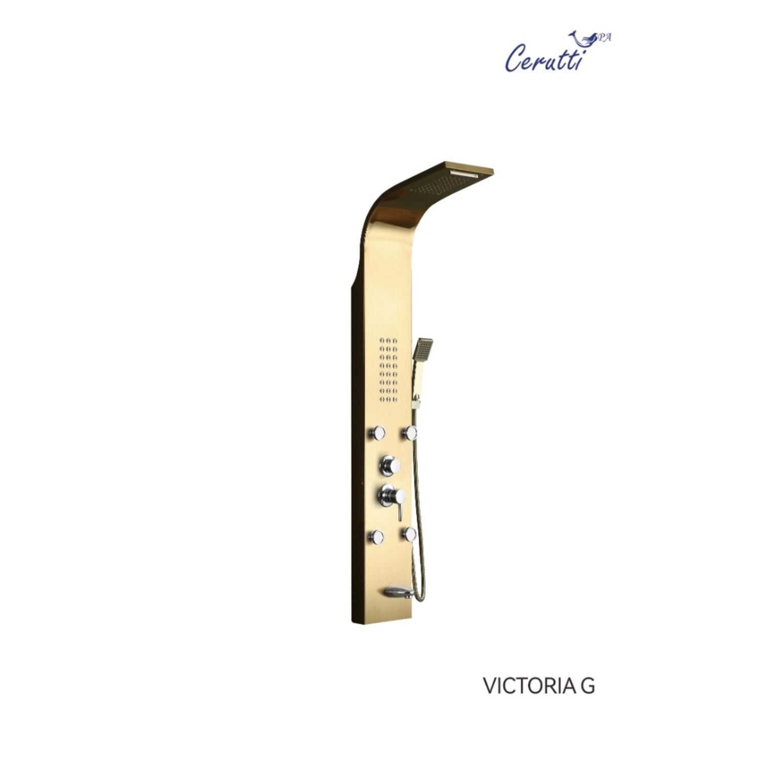 Душевая панель CeruttiSPA Victoria G CT9978, с гидромассажем, цвет золото