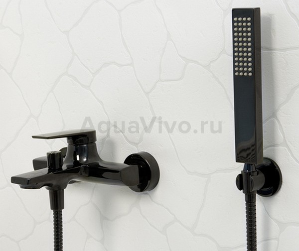 Смеситель WasserKRAFT Glan 6601 для ванны с душем, цвет черный глянец - фото 1