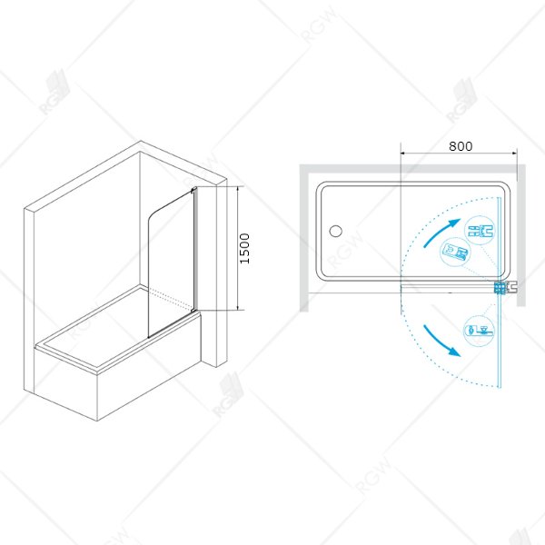 Шторка на ванну RGW Screens SC-01 80, стекло прозрачное, профиль хром