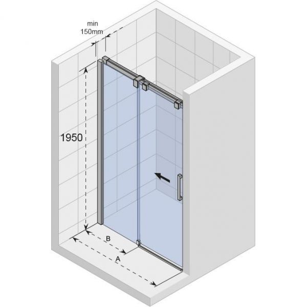 Душевая дверь Riho Ocean O104 100, стекло прозрачное, профиль хром - фото 1
