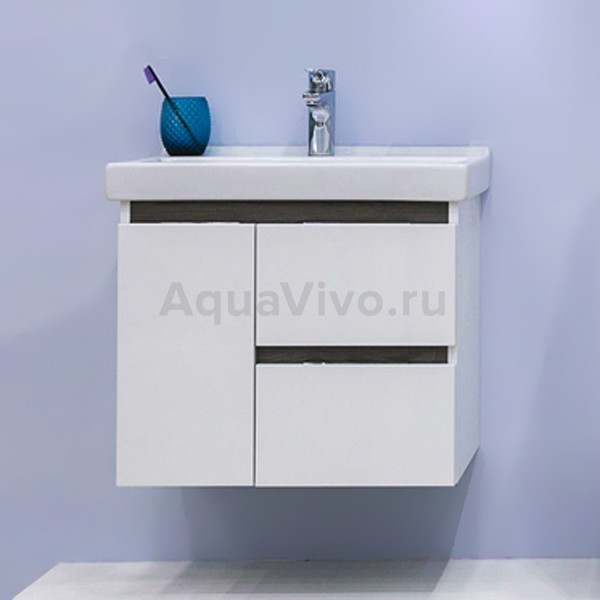 Мебель для ванной Акватон Рене 60, цвет белый / грецкий орех