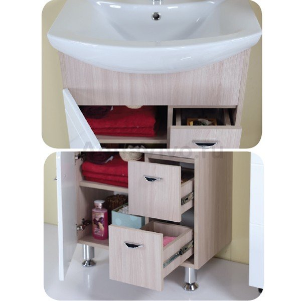 Мебель для ванной Оника Стиль 60.13, цвет белый / ясень шимо