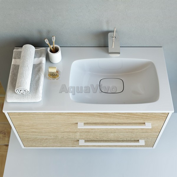 Мебель для ванной Aqwella Майами 90, цвет белый/дуб сонома, правая