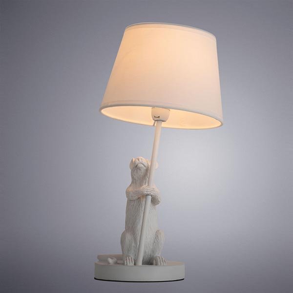 Настольная лампа Arte Lamp Gustav A4420LT-1WH, арматура белая, плафон ткань белая, 17х17 см - фото 1