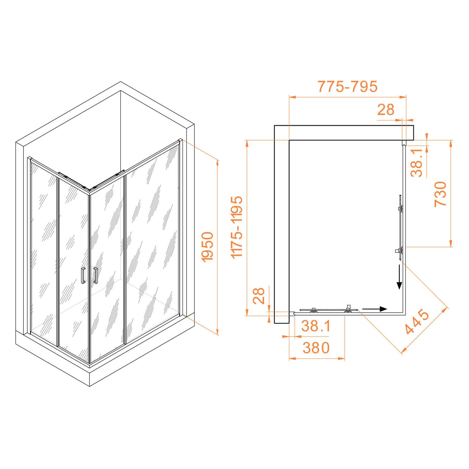 Душевой уголок RGW Passage PA-246 80x120, стекло прозрачное, профиль хром - фото 1