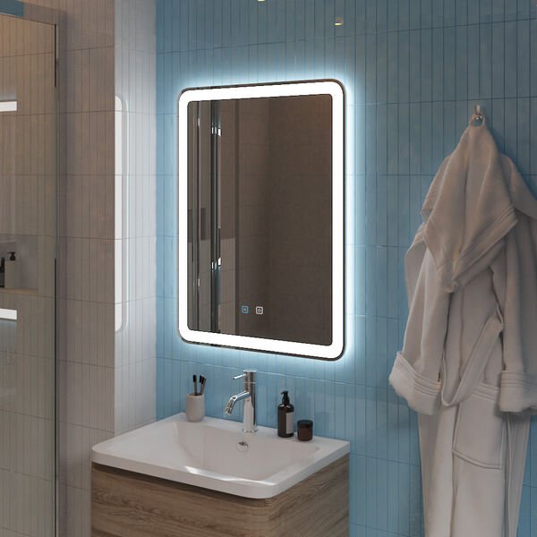 Зеркало BelBagno Marino SPC-MAR-600-800-LED-TCH-SND 60x80, с подсветкой, функцией антизапотевания, голосовым управлением и сенсорным выключателем 