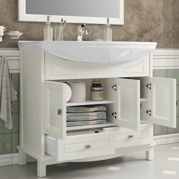 Мебель для ванной Опадирис Омега 85, цвет слоновая кость