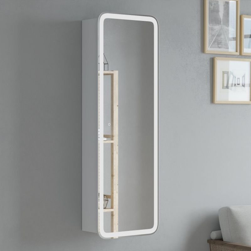 Шкаф-пенал Corozo Кадиллак 45 LED, зеркальный, с подвсеткой, цвет белый