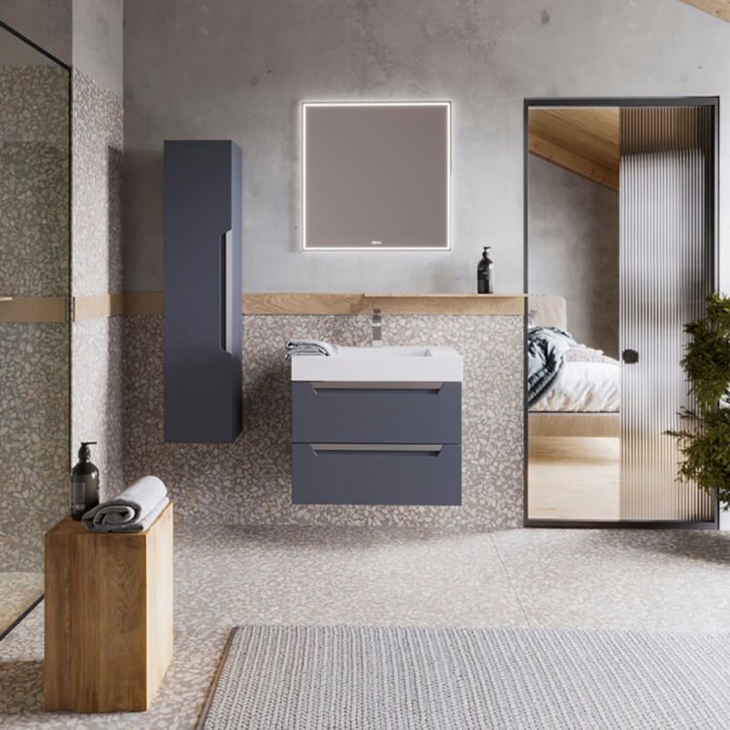 Мебель для ванной Aqwella Cube 70, с 2 ящиками, цвет серый матовый - фото 1
