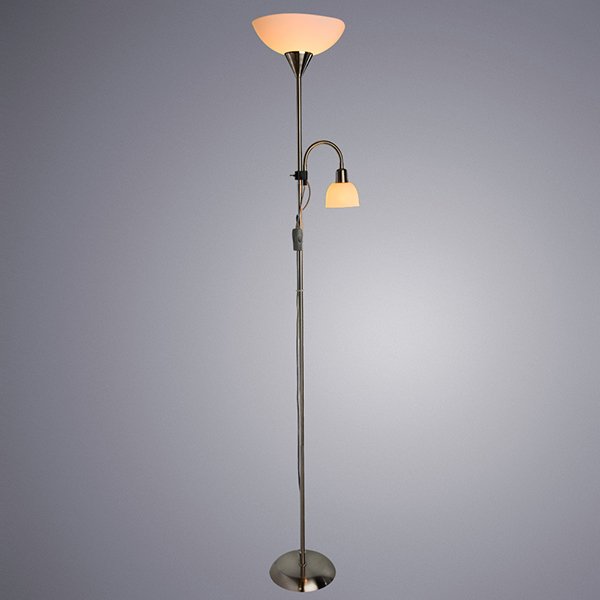 Торшер Arte Lamp Duetto A9569PN-2SS, арматура серебро, плафоны пластик белый, 30х30 см - фото 1