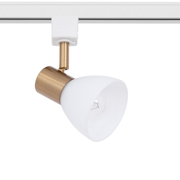 Трековый светильник Arte Lamp Falena A3117PL-1WH, арматура белая / бронза, плафон стекло белое, 13х9 см