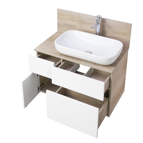 Мебель для ванной Акватон Мишель 80, цвет белый софт/ дуб эндгрейн - фото 1