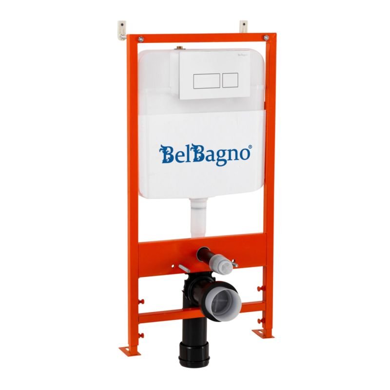 Инсталляция BelBagno BB026 для подвесного унитаза, с белой кнопкой смыва BB042BL
