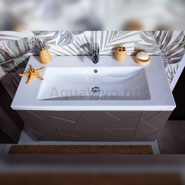 Мебель для ванной Бриклаер Кристалл 100, цвет ясень анкор темный / софт графит - фото 1