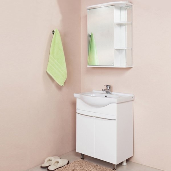 Шкаф-зеркало Оника Карина 60.01, левый, с подсветкой, цвет белый - фото 1