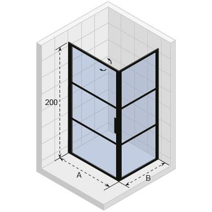 Душевой уголок Riho Grid GB201 80x80, стекло прозрачное, профиль черный - фото 1