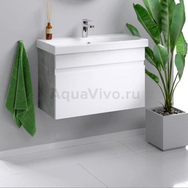 Мебель для ванной Aqwella Smart 80, цвет бетон светлый / белый