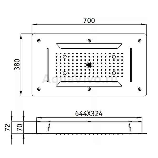 Верхний душ RGW Shower Panels SP-71, 70x38, 4 режима, с подсветкой, с пультом, цвет хром