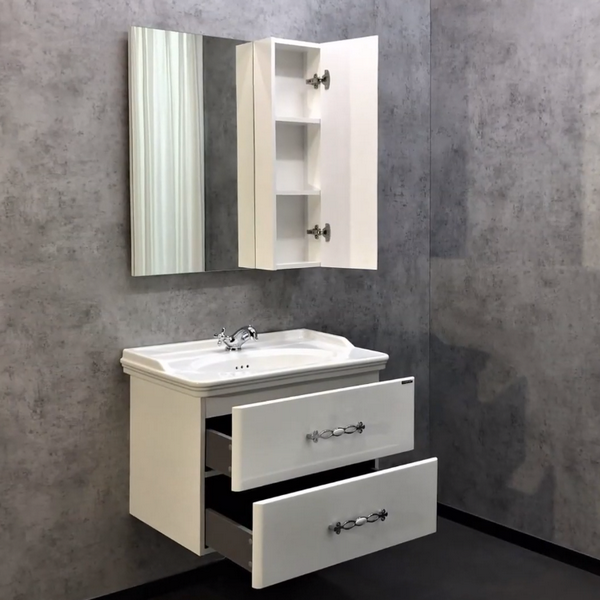 Шкаф-зеркало Comforty Неаполь 80, цвет белый глянец - фото 1