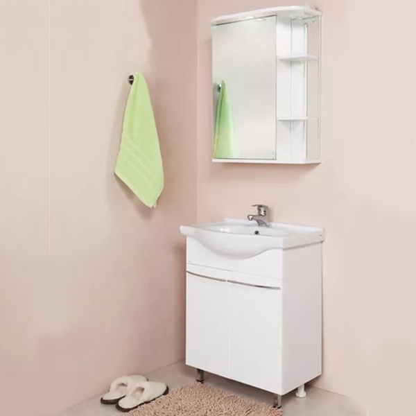 Шкаф-зеркало Оника Карина 55.01, левый, с подсветкой, цвет белый