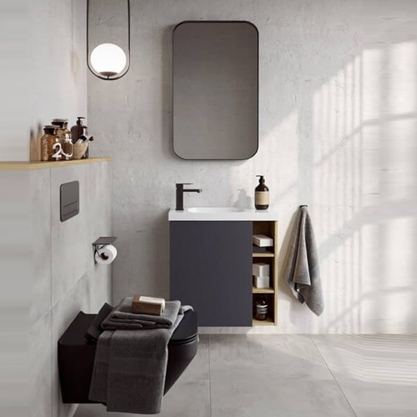 Мебель для ванной Aqwella Alba 60, левая, цвет дуб давос / серый матовый
