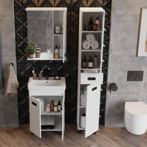 Мебель для ванной Оника Балтика-Квадро Black 60.11, цвет белый / черный - фото 1