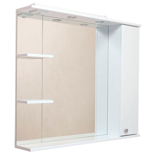 Шкаф-зеркало Оника Эльбрус 100.02, правый, с подсветкой, цвет белый
