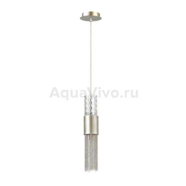 Подвесной светильник Odeon Light Perla 4631/1, арматура серебро, плафон стекло / металл прозрачное / серебристо-золотистый, 8х120 см