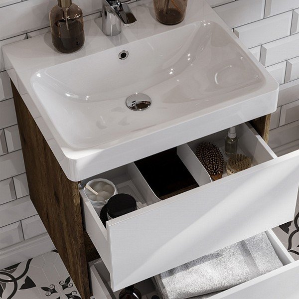 Мебель для ванной Акватон Сканди 70, цвет белый / дуб рустикальный