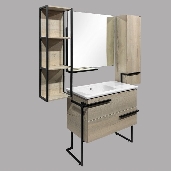 Мебель для ванной Comforty Дюссельдорф-90 с раковиной Comforty 9090EL, цвет дуб дымчатый - фото 1