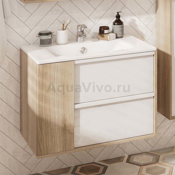 Мебель для ванной Акватон Бостон 75, цвет белый / дуб эврика