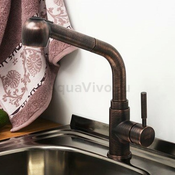 Смеситель WasserKRAFT A8247 для кухни, с выдвижным изливом, цвет темная бронза - фото 1