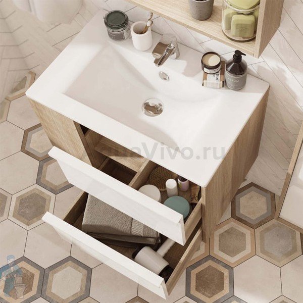 Мебель для ванной Акватон Бостон 75, цвет белый / дуб эврика