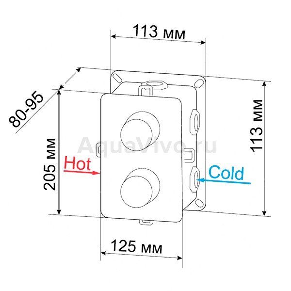 Смеситель RGW Shower Panels SP-42-01 для ванны и душа, встраиваемый, термостатический, цвет хром - фото 1
