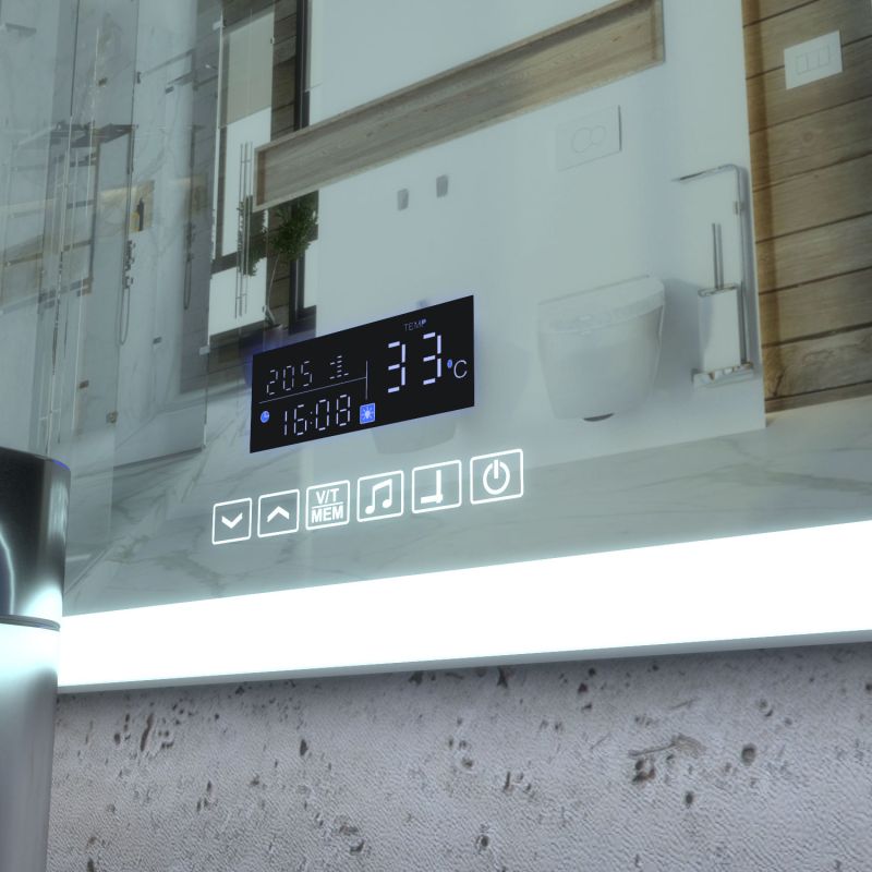 Зеркало Joki Asti 60x80, с подсветкой, функцией антизапотевания, часами и музыкальным блоком - фото 1
