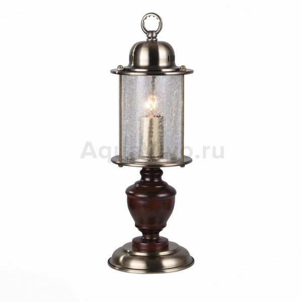 Прикроватная лампа ST Luce Volantino SL150.304.01, арматура металл / дерево, цвет бронза, коричневый, плафон стекло, цвет прозрачный