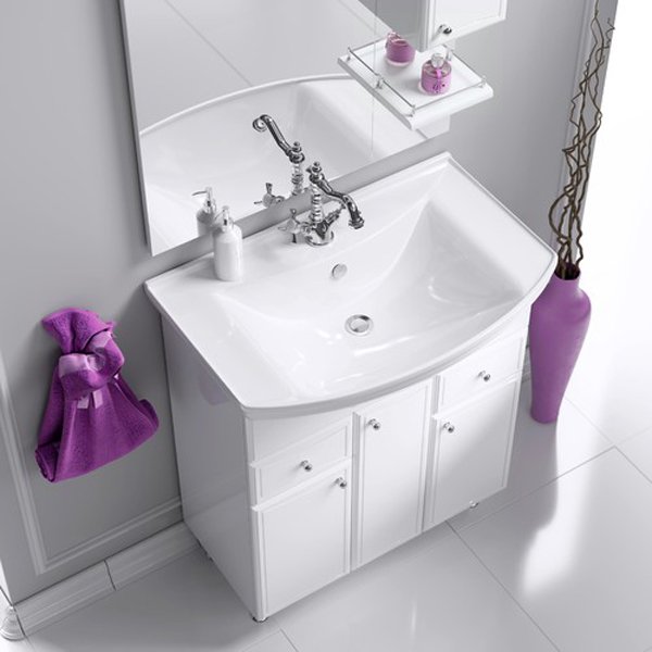 Мебель для ванной Aqwella Барселона Люкс 85, с бельевой корзиной, цвет белый - фото 1