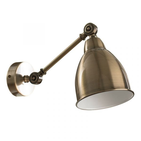 Бра Arte Lamp Braccio A2054AP-1AB, арматура бронза, плафон металл бронзовый, 15х40 см