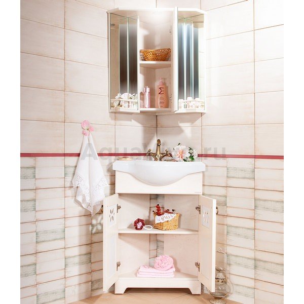 Мебель для ванной Бриклаер Кантри 60 угловой, цвет бежевый дуб прованс