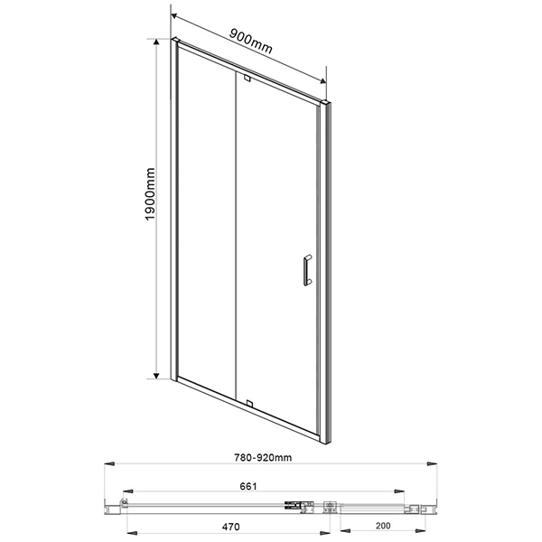 Душевая дверь Vincea Intra VDP-1I 80 / 90x190, стекло прозрачное, профиль хром