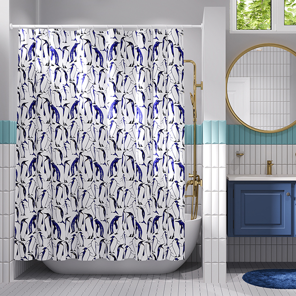 Штора для ванной WasserKRAFT Berkel SC-49101, 180x200, цвет белый / синий - фото 1