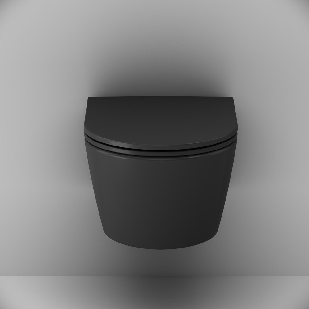 Унитаз AM.PM Func FlashClean C8F1700MBSC подвесной, безободковый, с сиденьем микролифт, цвет черный матовый - фото 1