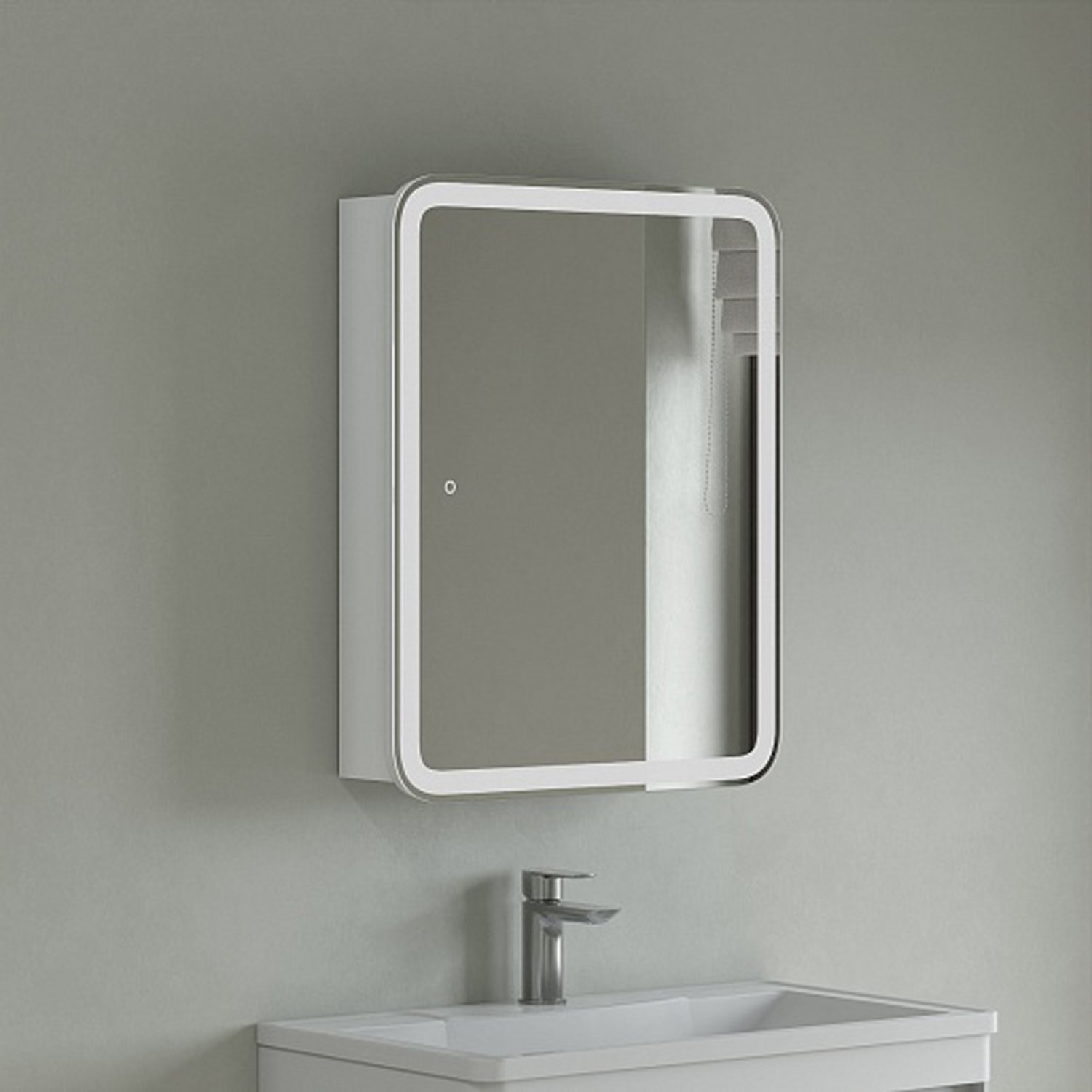 Шкаф-зеркало Corozo Алабама 60/С, с подсветкой, цвет белый - фото 1