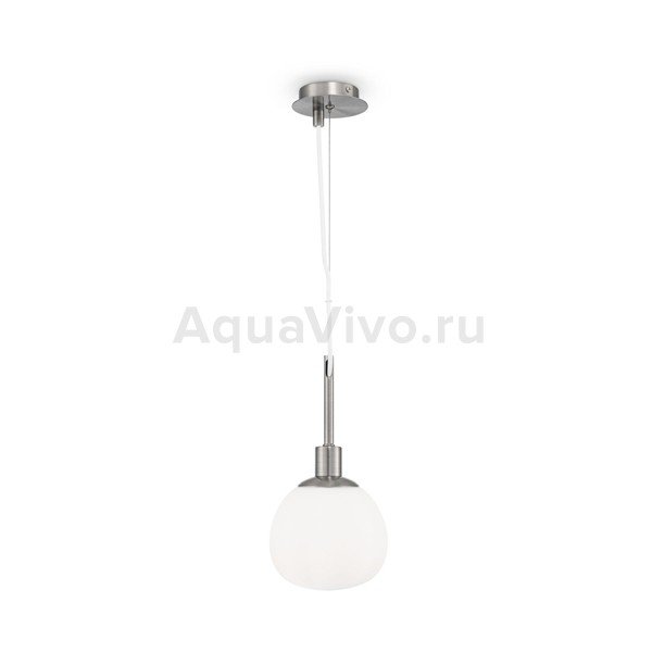 Подвесной светильник Maytoni Erich MOD221-PL-01-N, арматура никель, плафон стекло белое, 15х181 см