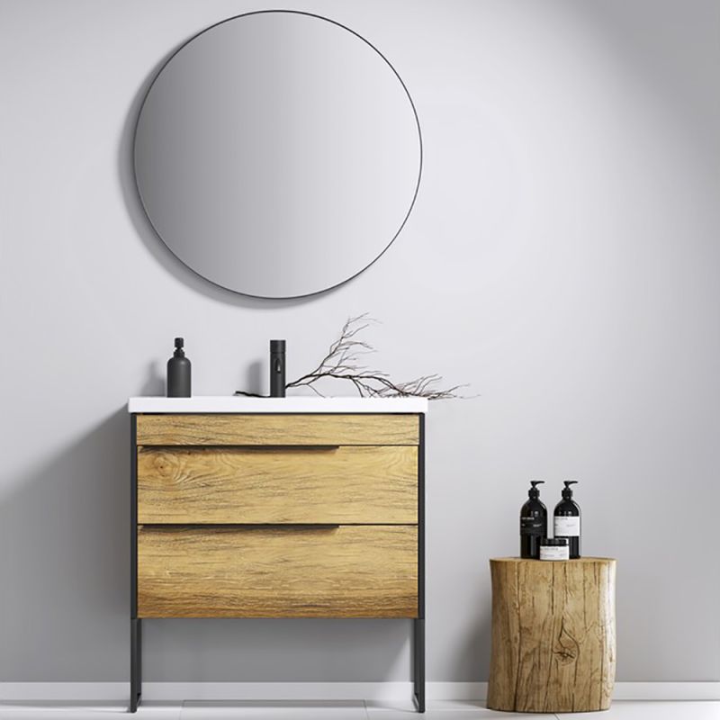 Зеркало Aqwella RM 80x80, в металлической раме, цвет черный - фото 1