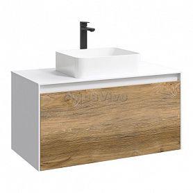 Мебель для ванной Aqwella Mobi 100, цвет белый/дуб балтийский - фото 1
