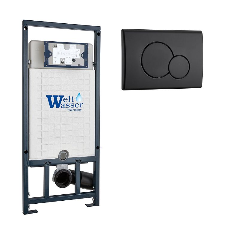 Инсталляция Weltwasser Marberg 507 RD BL для подвесного унитаза, с черной кнопкой смыва 507 RD MT-BL