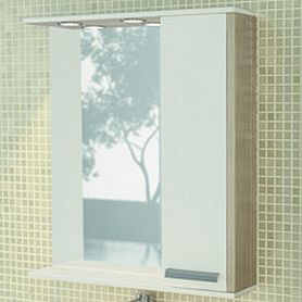 Шкаф-зеркало Comforty Тулуза 75, правый, с подсветкой, цвет белый / сосна лоредо - фото 1