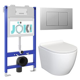 Комплект: JOKI Инсталляция JK03351+Кнопка JK012519CH хром+Stella JK1061016 унитаз белый - фото 1